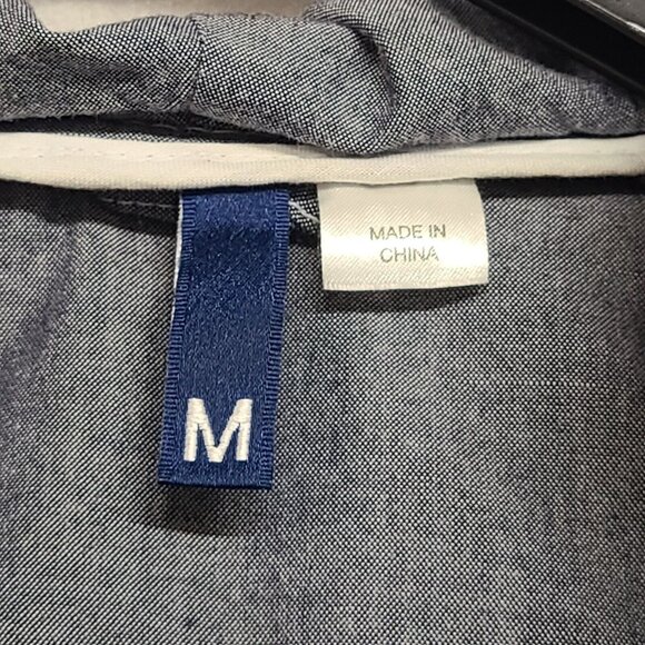 Divided by H&M Jacket  Mens Medium Hooded Chambray Anorak Zip Front Casual - Picture 5 of 7